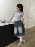 Hetty Side Pintuck Snap Bermuda Pants