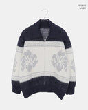 Mulley Nordic Collar Loose Fit Knit Zip-Up