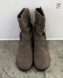 [Fur lining] Reveal vintage belt shirring suede 3cm middle boots