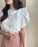 Lovell Ribbon Tie Shirring Blouse