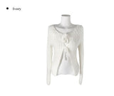 Helo Angora Rib Ribbon Knit Cardigan