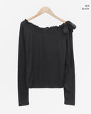 Beltic Dot Ribbon Off-Shoulder T-Shirt