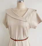 Beshu Diagonal V-collar Long One Piece (Belt set)