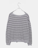 Hanky Stripe One Off Shoulder Overfit Long Sleeve Sweatshirt