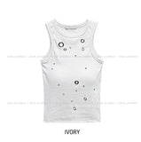 Star Stud Eyelet Crop Top (with cup)