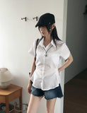 Volva 2way button slim short-sleeved shirt
