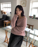 Bunny Boucle Off-Shoulder Knit