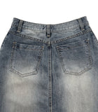 CUT-OFF LONG DENIM SK