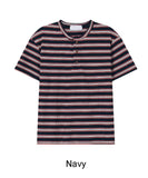 Roan Striped Henley Neck Short Sleeve Tee