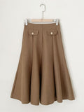 Ollie Pocket Brushed Slit Banding Flare Skirt