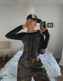 Five Strap Off Shoulder Stripe Long Sleeve