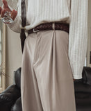 Summer double pleated wide slacks