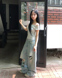 Coats Reverse Damage Wide Denim Pants
