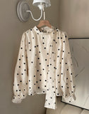 Poche Dot Velvet Tie Brushed Blouse