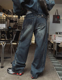 Ocean washing side cut denim pants