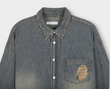 S/S Shea Damaged Washed Denim Shirt