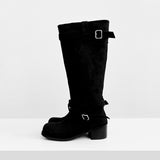 Demin Belt Suede Boots