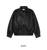 (UNISEX) Curve Slit Vintage Leather Jacket