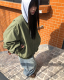 [Fake Layered] Devin Overfit Shirring Two-Way Hood Flight Jumper