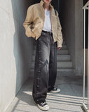 Rotin Studded Wide Denim Pants