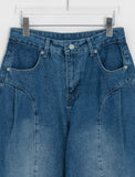 Tele Side Pintuck Wide Denim Pants