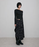 Asymmetrical Draped Layered Long Skirt