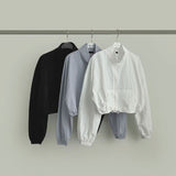 High-Neck String Crop Windbreaker