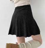 Corduroy A-line Pleated Mini Skirt Pants