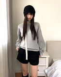 [Muffler SET] Mavin Lip Neck Color Matching One Off Shoulder Wool Long Sleeve Knit