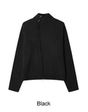 Ray-fun mix diagonal knit zip-up