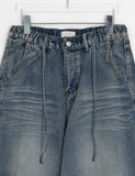[unisex] Hiban Curved Denim Balloon Wide Pants