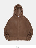 Mesh summer 2-way knit hood zip-up