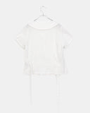 Jenny Round Collar Pin Tuck Lace Puff Short Sleeve Blouse