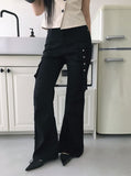 Chuser Cargo Strap Pintuck Bootcut Pants