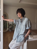 Danish Roll Up Half Denim Shirt