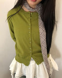 Rodun Button Point Round Neck Knit Cardigan