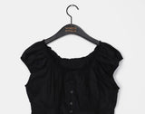 Serna Pintuck Button Short Sleeve Blouse