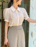Seri Puff Collar Short Sleeve Blouse