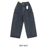 [UL DENIM] 4 Colors Pintuck Wide Cargo Denim Pants