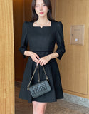 Glyn Notch Square Tweed Flare One Piece Mini