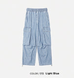Summer cool cargo banding denim pants