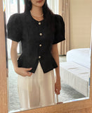 Luare Jacquard Puff Short Sleeve Blouse Jacket