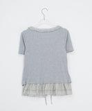 Pokapo Frill Layered Ribbed Short Sleeve Cardigan