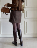 Tome Wool A-line Wrap Mini Skirt
