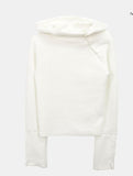 Lenin Button High Neck Hooded Long Sleeve Knit
