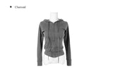 Dohi Slim Ribbed Crop Hoodie