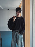 Hidden Track Zipper Wide Denim Pants
