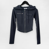 Finney ribbed hood zip-up