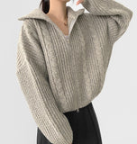 Cable Lulu Two-Way Loose Fit Knit Zip-Up
