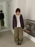 Runro Stripe Two-Way Hood Zip-Up Knit Cardigan